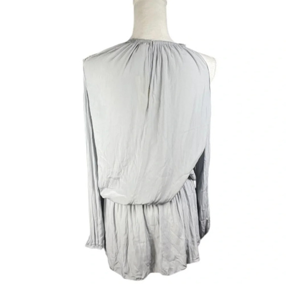 Ramy Brook Dress Womens XS Lauren Cold Shoulder Silky Feminine Mini Silver - Picture 8 of 15